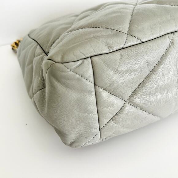 Chanel 19 Goatskin Quilted Medium Flap Purse Grey Tri-Color Chain Full Set & Box - Picture 7 of 15